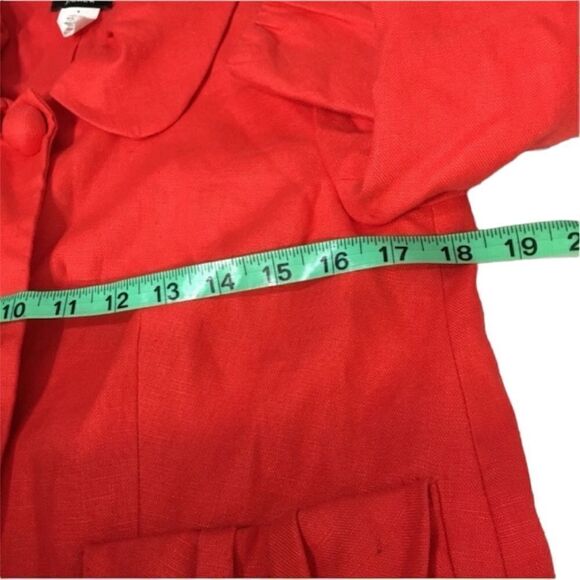 J.CREW 100% LINEN ORANGE RED BELL SLEEVE CROPPED SINGLE BUTTON BLAZER JACKET 6 - Picture 3 of 6